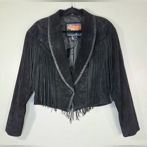 CRIPPLE CREEK SUEDE LEATHER WESTERN FRINGE JACKET.